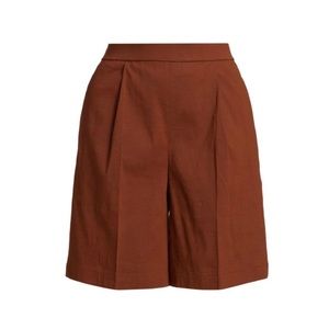 Theory PLEATED WIDE-LEG SHORTS IN COGNAC NTW